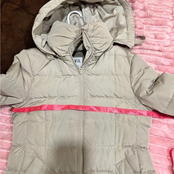 Zara Beige Hooded Puffer Coat - Picture 10 of 17